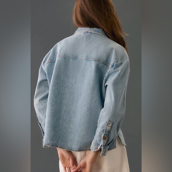 Anthropologie Pilcro The Becca Denim Shirt Large Regenerative Cotton Acid Wash - Picture 4 of 13